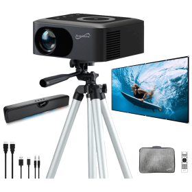 Supersonic Ultimate Soundbar Projector Combo with Built-In Bluetooth and RGB LED Lights
