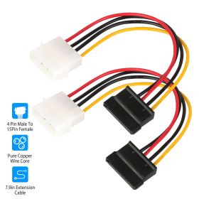 2 Packs 4 Pin Male To 15Pin Female Data Cable Adapter