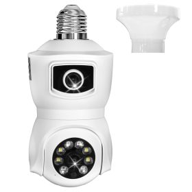1Pc Dual Lens Security Camera E27 Light Socket Surveillance Camera 1080P WiFi IP Camera With APP Control AI Human Detection Full Color Night Visi (Color: White)