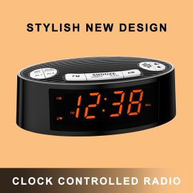 AM FM Alarm Clock Radio With Dual Alarm Sleep Timer  Snooze Functions Orange LED Display 4-Level Dimming Option ITOMA CKS3301 (Option: USB-Orange Display)