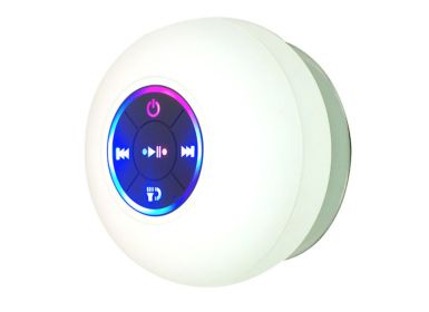 BTS07 Large Suction Cup Waterproof Bluetooth Audio With Light (Color: White)