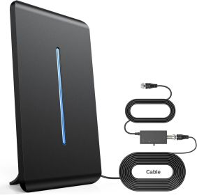 Indoor Outdoor HDTV Antenna 2025 Upgrade, Digital TV Antenna with Signal Booster, Long Range up to 2000 Miles, Supports 4K/1080P, 35ft Cable (Color: Blue)