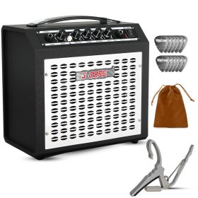 5 Core Guitar Amp 20W Electric Portable Mini Amplifier w Built in 6.5" Speaker Aux Headphone Jack (size: 20W BLK-WH)