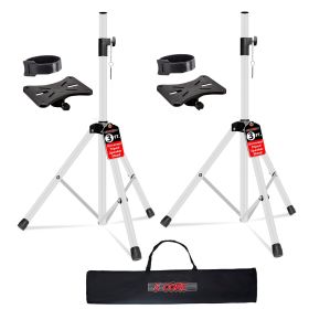 5 Core Speaker Stand 2Pc Adjustable 31 to 36" PA DJ Tripod Stands Heavy Duty w 35mm Pole 132Lb w Bag (Color: White)